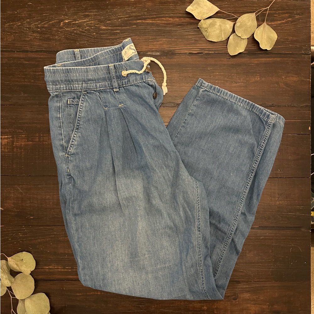 We The Free Relaxed Pleated Button Front Tie Waist Jeans